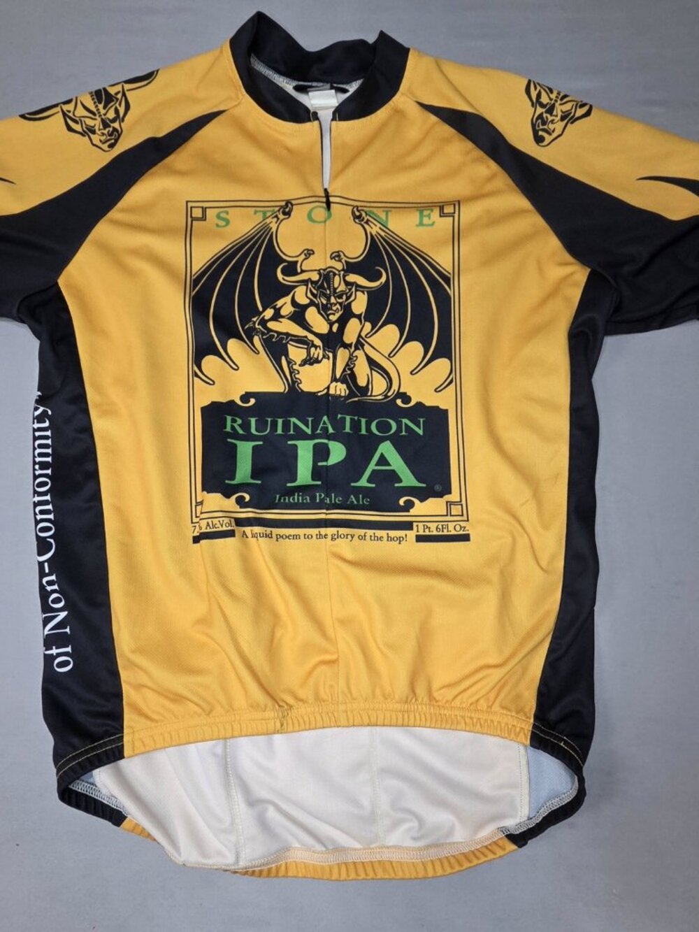 Canari Stone Brewing Ruination IPA Cycling Jersey Yellow Black Half Zip